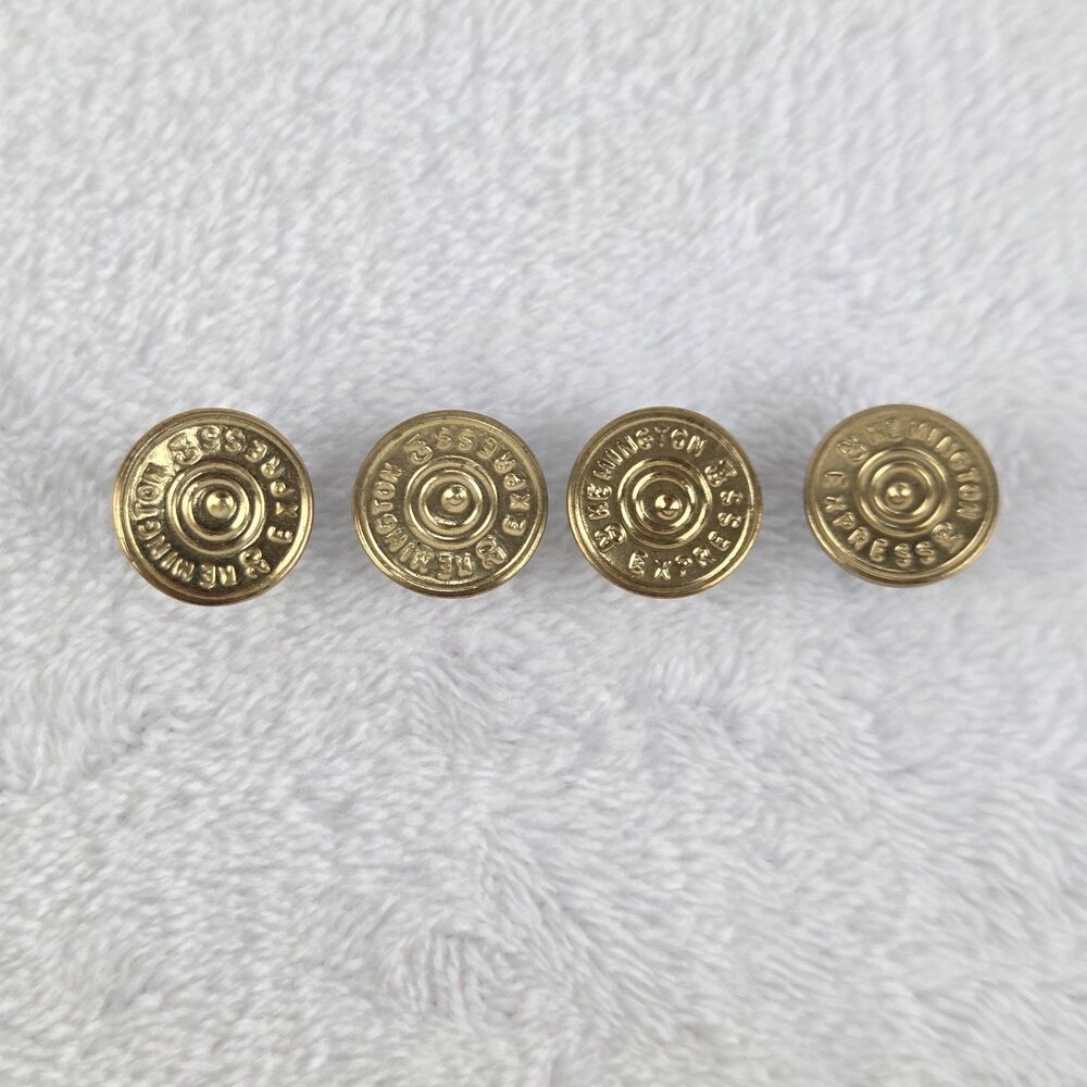 Vintage 1970s Kemington Express 20 GA Shotgun Shell Buttons 5/8" Set of 4